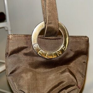 Celine Vintage Gold Accent Brown Mini Bag.